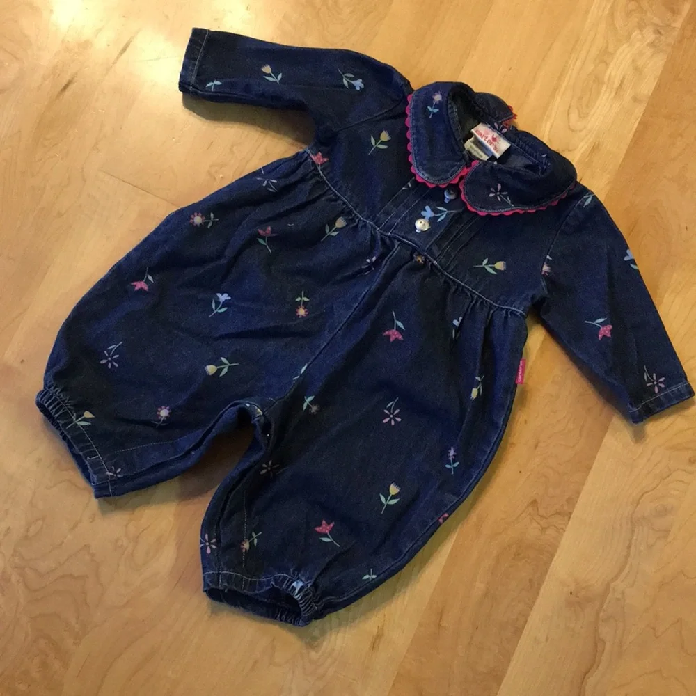 CARTER'S Vintage Denim Floral Bubble Romper